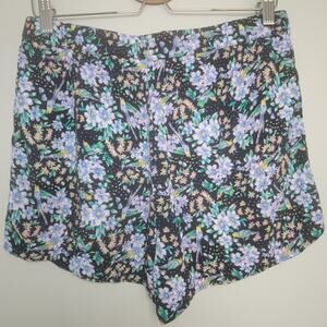 Ett:twa Anthropologie Womens M Floral Pull On Shorts Pockets Black